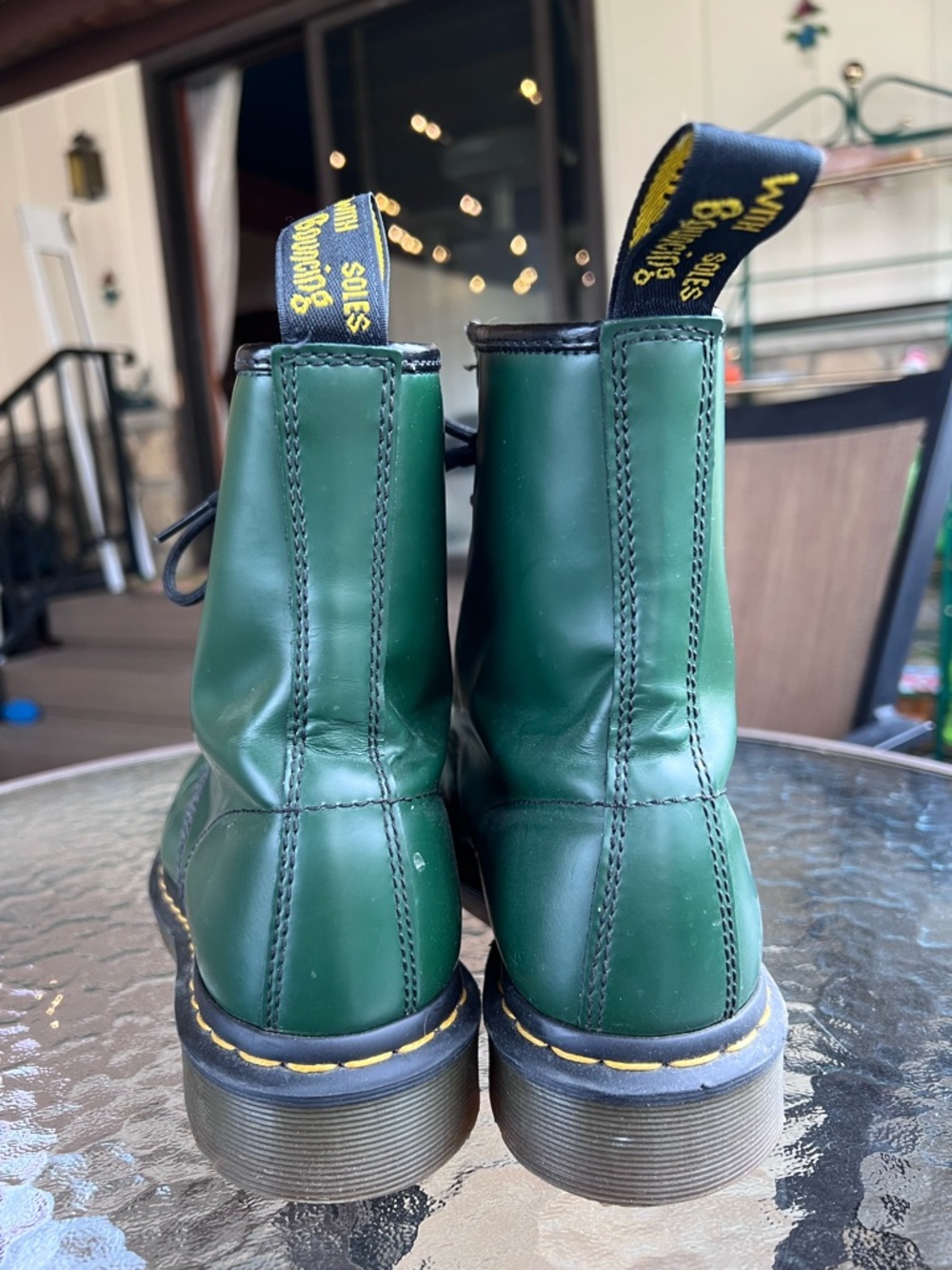 Dr. Martens Leather Lace-up Boot - Green with Yellow Stitching - Picture 9 of 14